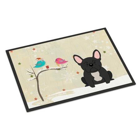 Carolines Treasures Christmas Presents Between Friends French Bulldog Black Indoor or Outdoor Mat, 24 x 0.25 x 36 in. BB2486JMAT